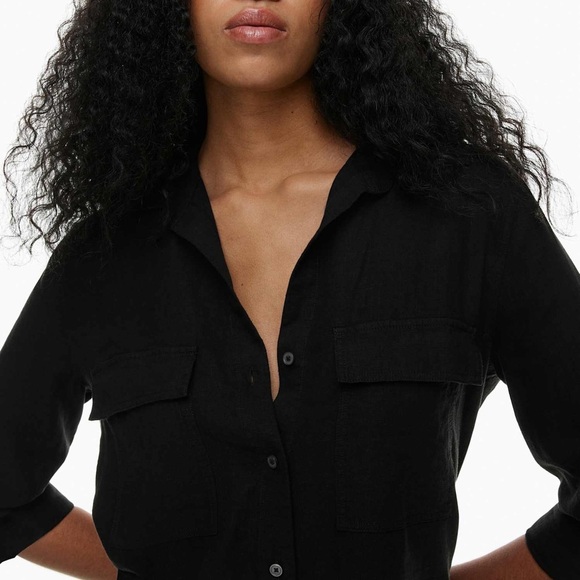 Babaton Aritzia Utility Linen Shirt size XL in black summer cruise relaxed fit - Picture 3 of 14